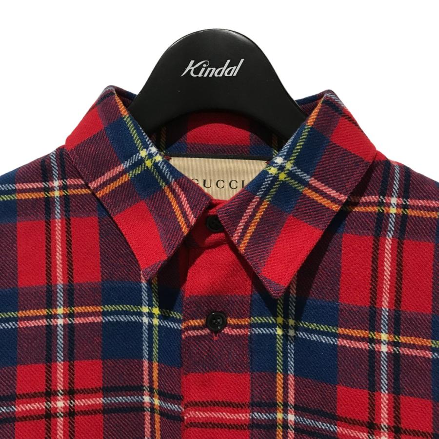 GUCCI 【値下げ】GUCCI スカンクパッチチェックシャツ 720960 レッド 