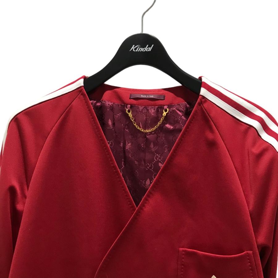 GUCCI × adidas / ラインダブルノーカラージャケット/アウター/48/ポリエステル/RED/ロゴ/707683// GUCCI（グッチ） 【値下げ】GUCCI×adidas ノーカラージャケット 707683