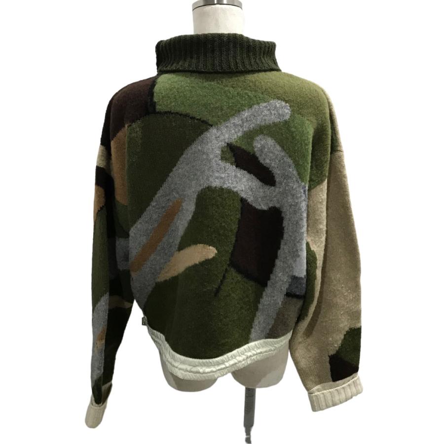 sacai サカイ sacai×KAWS パッチワークデザインニット 21-05688 カーキ 