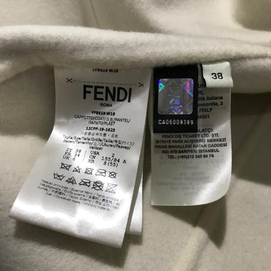【値下げ】FENDI ミンクネックポケットレザーチェスターコート グレー×ホワイト サイズ：38 (銀座店)_7