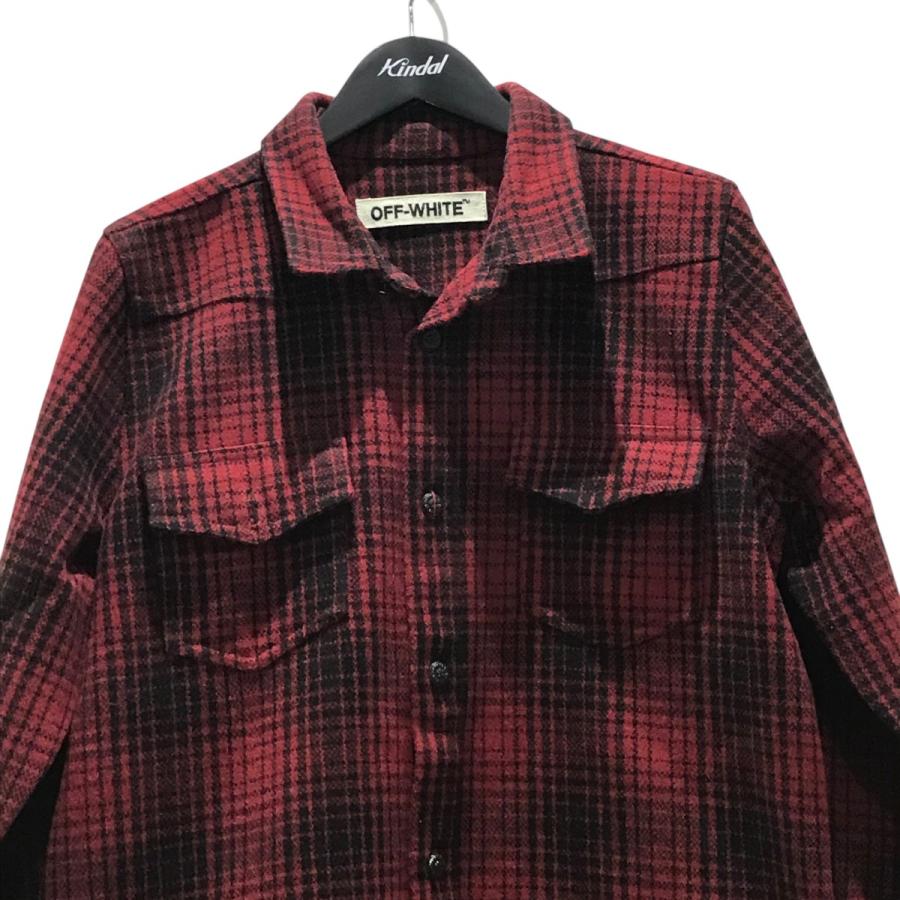 OFF-WHITE チェック柄ネルシャツ レッド/ブラック