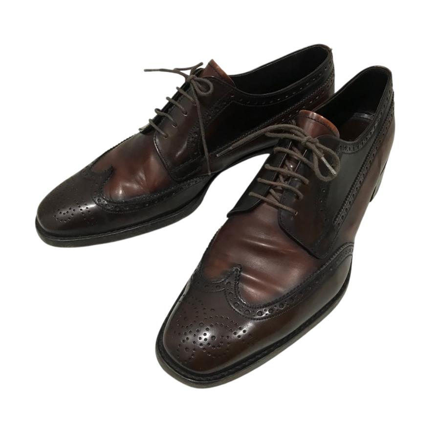 PRADA プラダ ウィングチップレザーシューズ ブラウン サイズ:8 PRADA プラダ ウィングチップレザーシューズ ブラウン サイズ:8