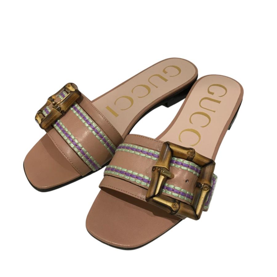 GUCCI 【値下げ】GUCCI バンブーバックルサンダル 723398 ピンク