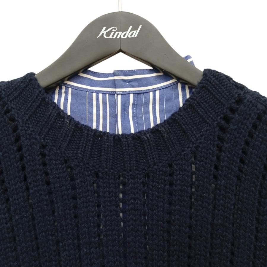 sacai / サカイ | ボーダー ドッキング ニットブラウス | 1 | ネイビー | レディース 中古・古着通販】sacai (サカイ) ボリュームボーダーニット/Oversized