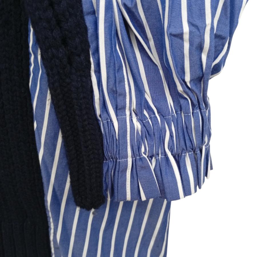sacai シャツニット　ストライプシャツ　ドッキングニット sacai(サカイ）ストライプシャツドッキングニット ネイビー 【公式通販】