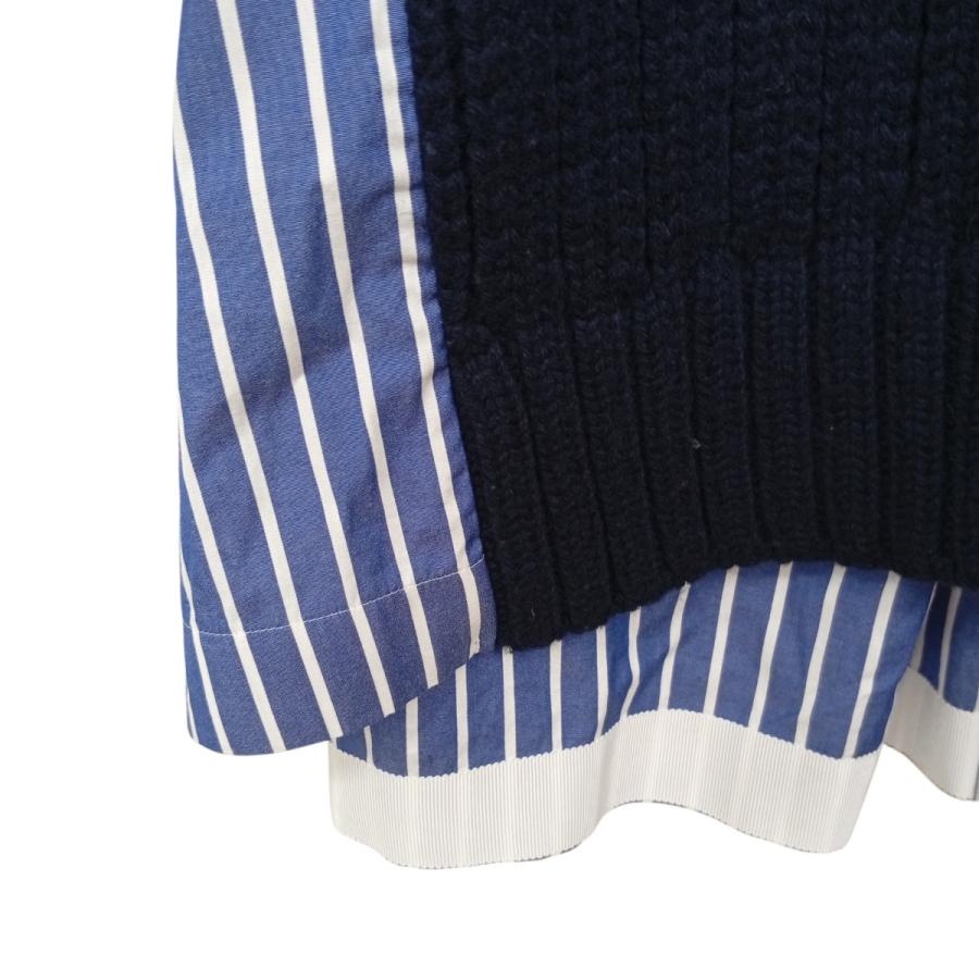 sacai シャツニット　ストライプシャツ　ドッキングニット sacai(サカイ）ストライプシャツドッキングニット ネイビー 【公式通販】