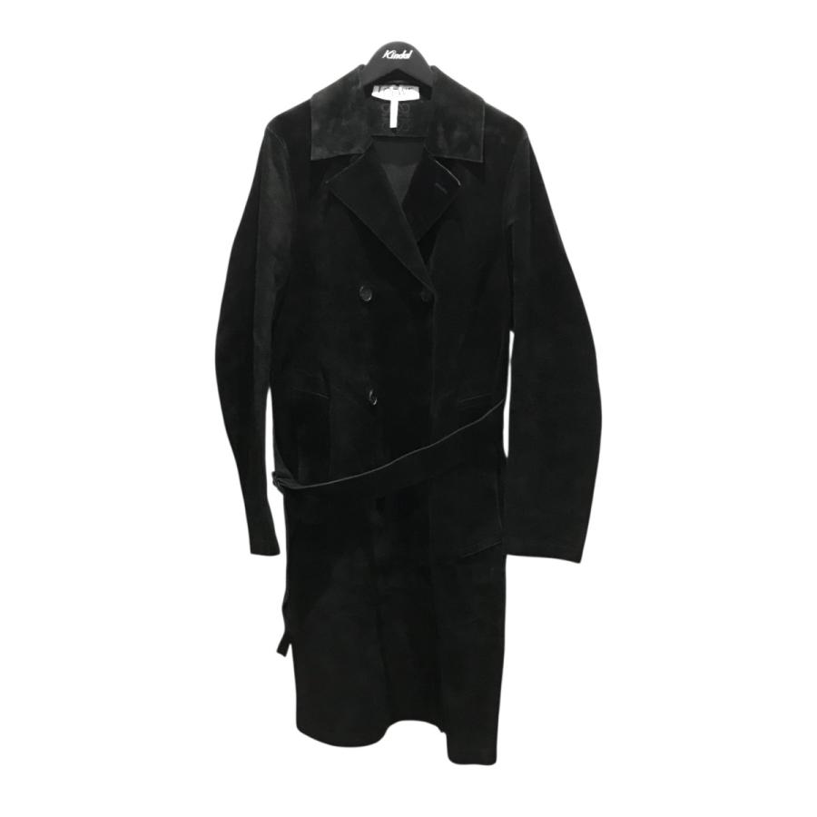 LOEWE（ロエベ） スウェードトレンチコート ブラック サイズ：46