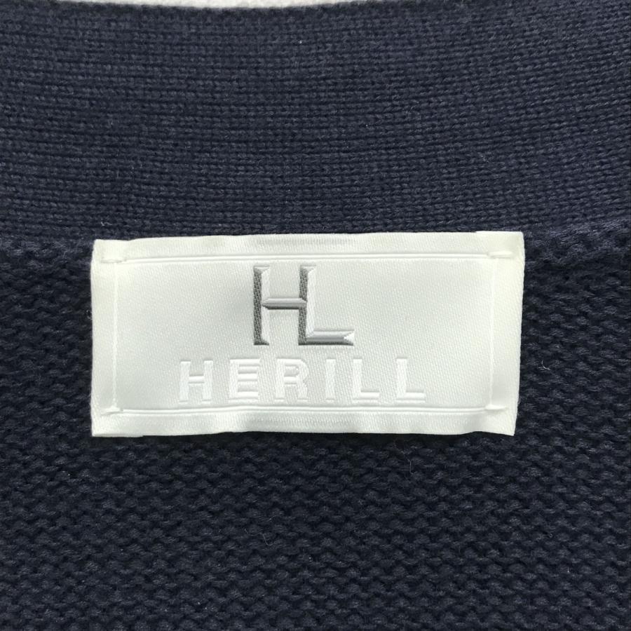 値下げ】HERILL 25SS ニットカーディガン 25-080-HL-8000-10 ネイビー