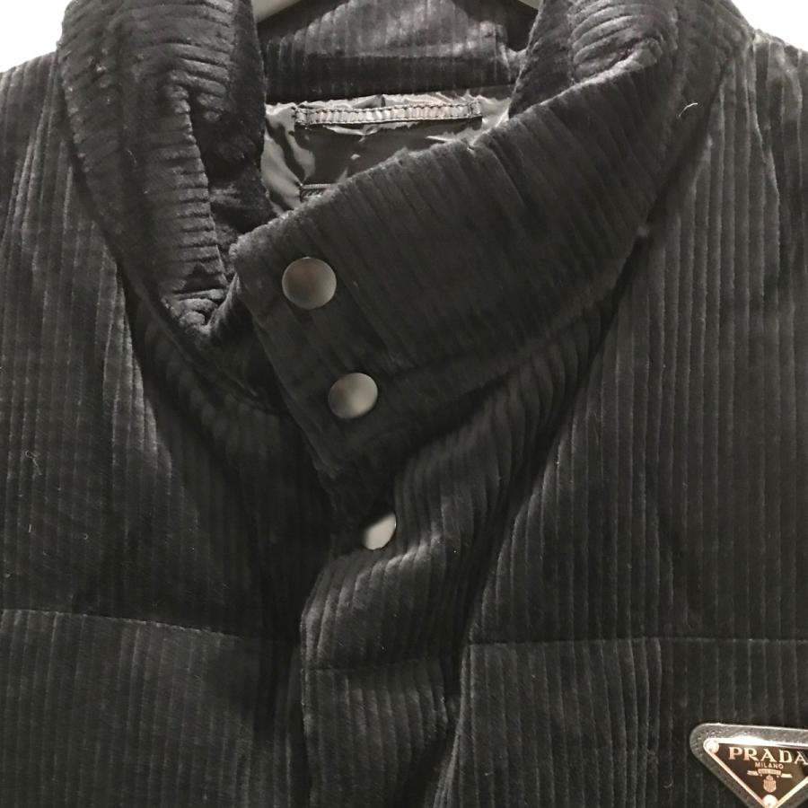 PRADA プラダ　トライアングルプレート　コーデュロイジャケット　ブラック PRADA プラダ トライアングルプレート コーデュロイジャケット