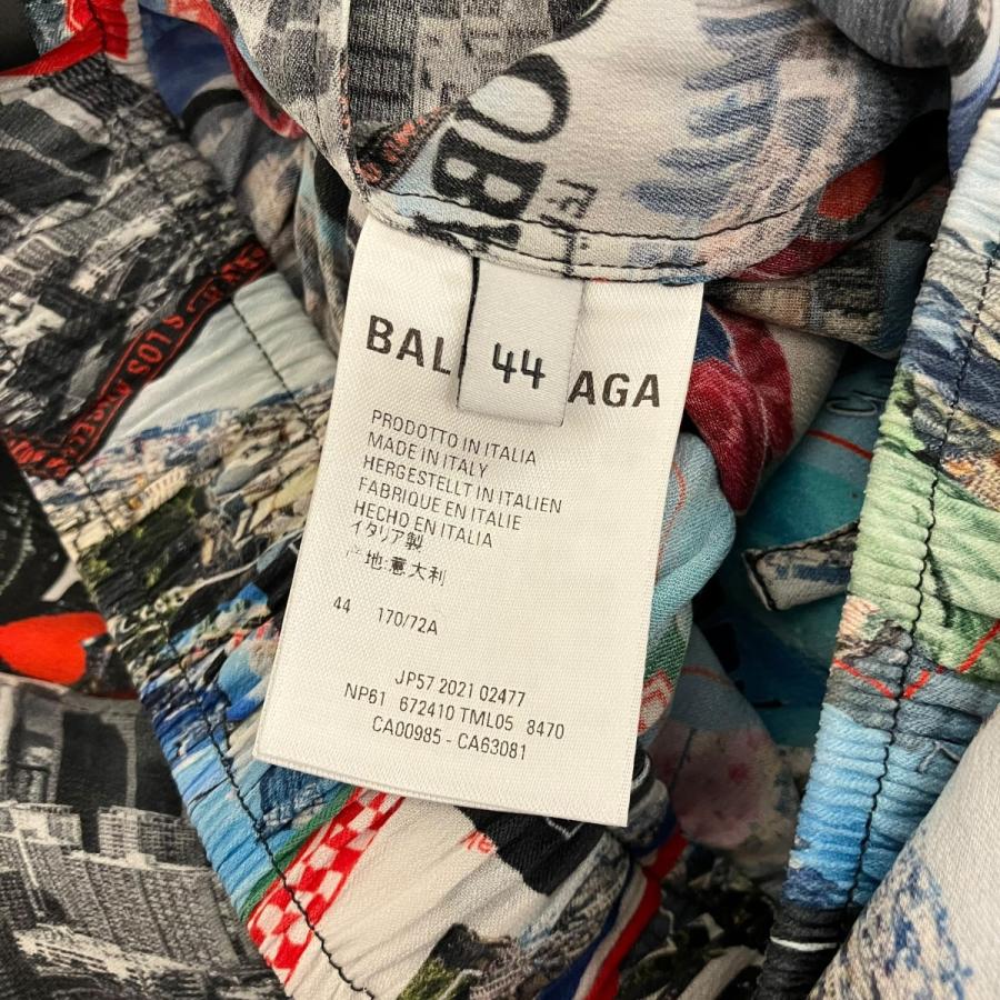 バレンシアガ  672410 TML05 総柄シルクハーフパンツ/ショートパンツ/ショーツ メンズ 46 BALENCIAGA（バレンシアガ） 総柄シルクショーツ 672410 ブルー サイズ