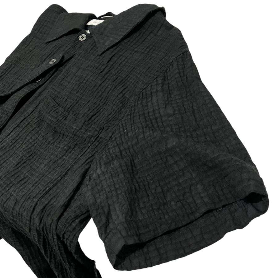 NULLUS ブラック 半袖シャツ サイズ1 新品未使用 値下げ】NULLUS デザイン半袖シャツ NUSS24HI006 ブラック サイズ：2