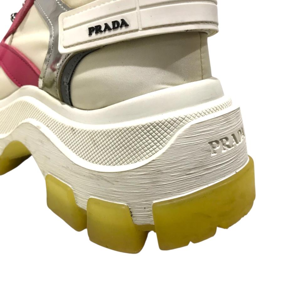 PRADA プラダ ホワイト スニーカー 38 美品 PRADA ホワイト レザー スニーカープラダロゴシューズ