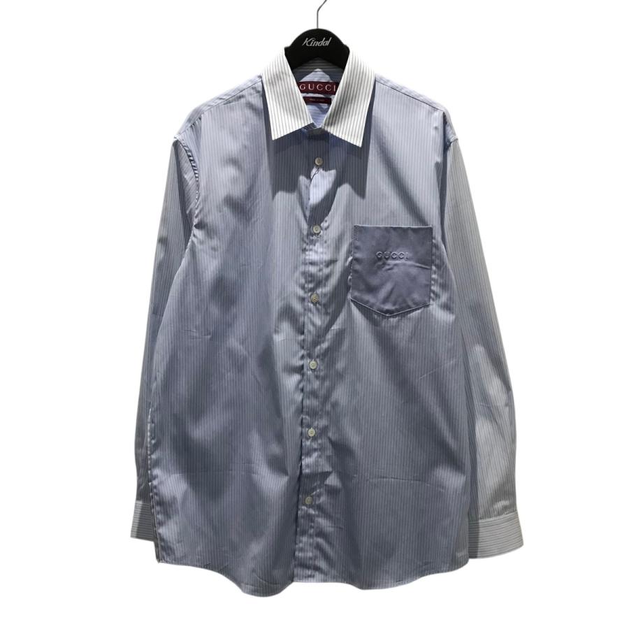 GUCCI（グッチ） GUCCI 25AW 切替ストライプシャツ 833294 サックス