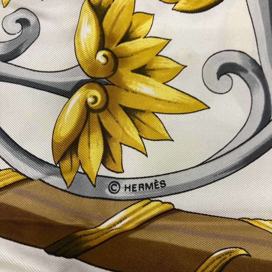HERMES（エルメス） カレ90 シルクスカーフ ネイビー×ホワイト サイズ