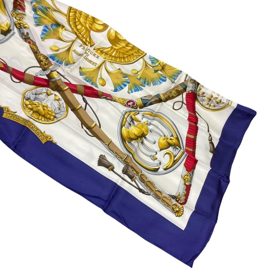 HERMES（エルメス） カレ90 シルクスカーフ ネイビー×ホワイト サイズ