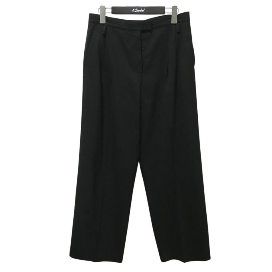 HERMES 2タックコットンワイドテーパードパンツ 黒 38 HERMES（エルメス） ワイドパンツ ブラック サイズ：38 : カインドオル