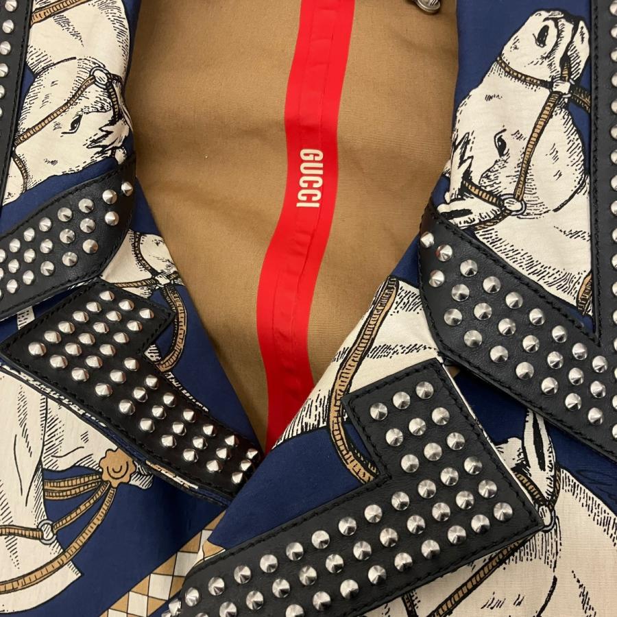 グッチ GUCCI スタッズステンカラーコート 716220 Z8A6L ブルー サイズ：48の画像
