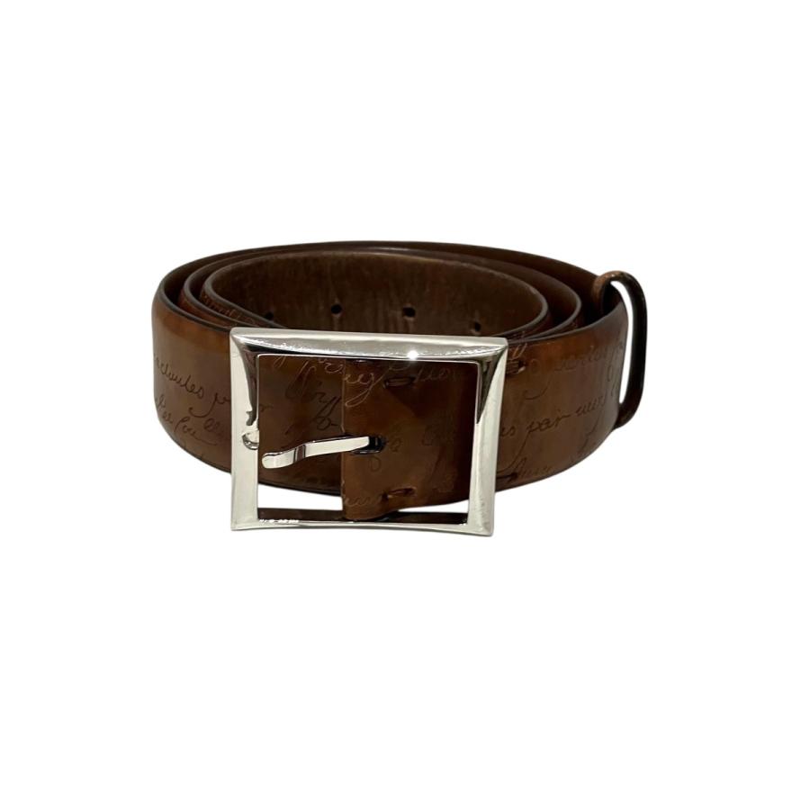 ベルルッティ カリグラフィー スクリット 85/34 ベルト Berluti Berluti（ベルルッティ） レザーベルト ブラウン サイズ：85 34