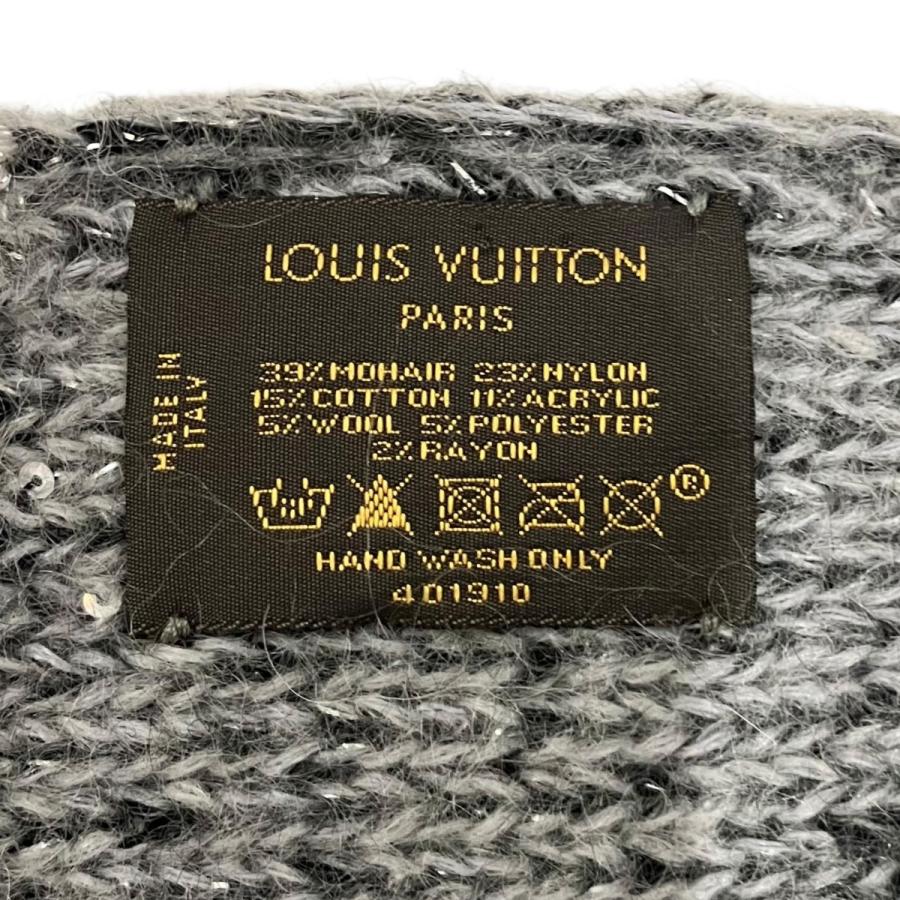 ルイヴィトン マフラー エシャルプ スパンコール 401910 ブラック グレー LOUIS VUITTON（ルイ・ヴィトン） 【エシャルプ スパンコール
