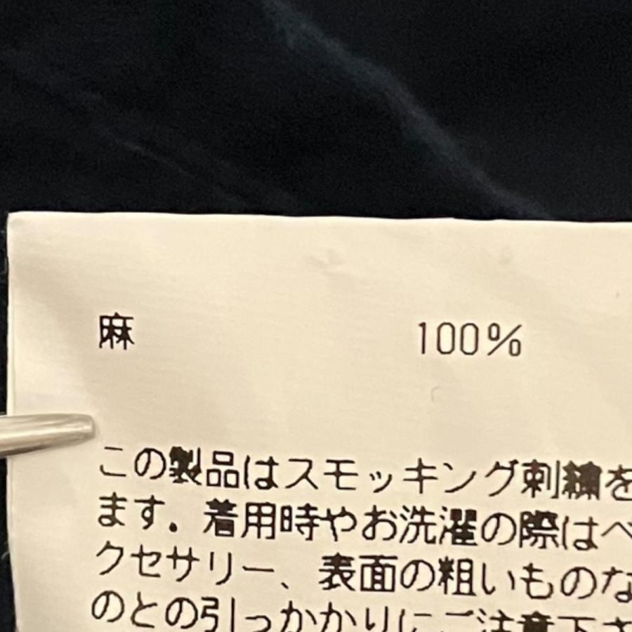 HYKE（ハイク） 半袖リネンバルーンスリーブワンピース ネイビー