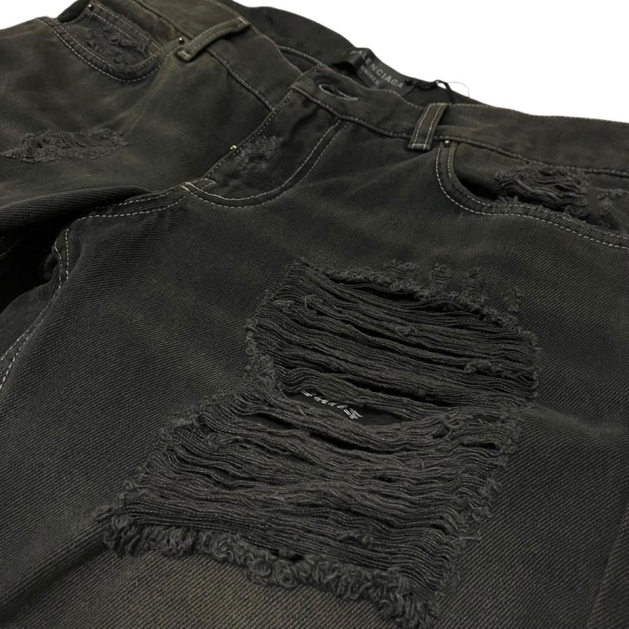 BALENCIAGA（バレンシアガ） ダメージデニムパンツ 833430 ブラック