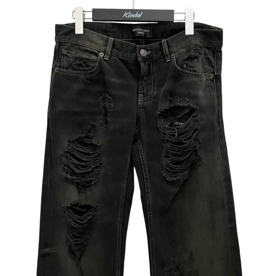 バレンシアガ BALENCIAGA ダメージデニムパンツ 833430 ブラック サイズ：S_2