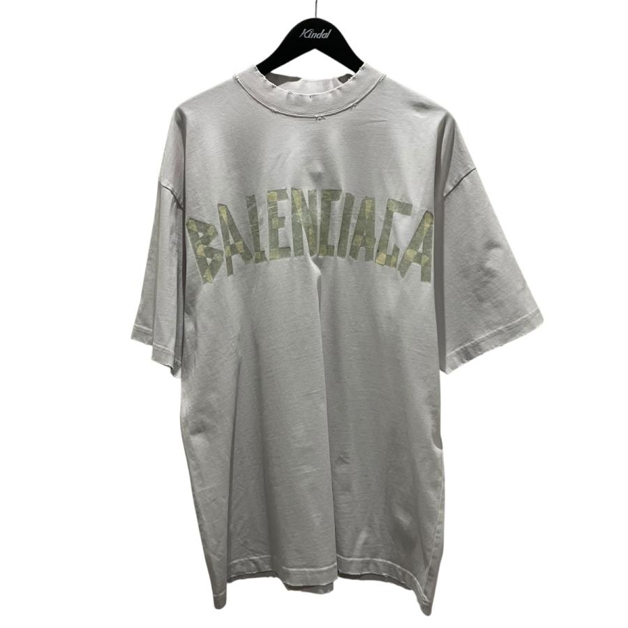 BALENCIAGA（バレンシアガ） テープロゴTシャツ 739784 アイボリー 