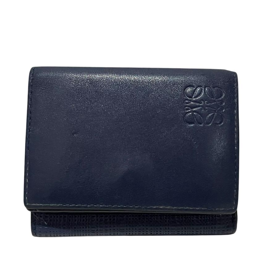 LOEWE（ロエベ） 【LINEN TRIFOLD WALLET】 3つ折り財布 ネイビー