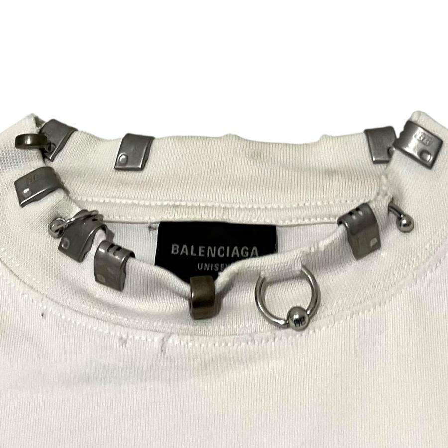 BALENCIAGA（バレンシアガ） ピアス装飾ダメージ加工Tシャツ 761460