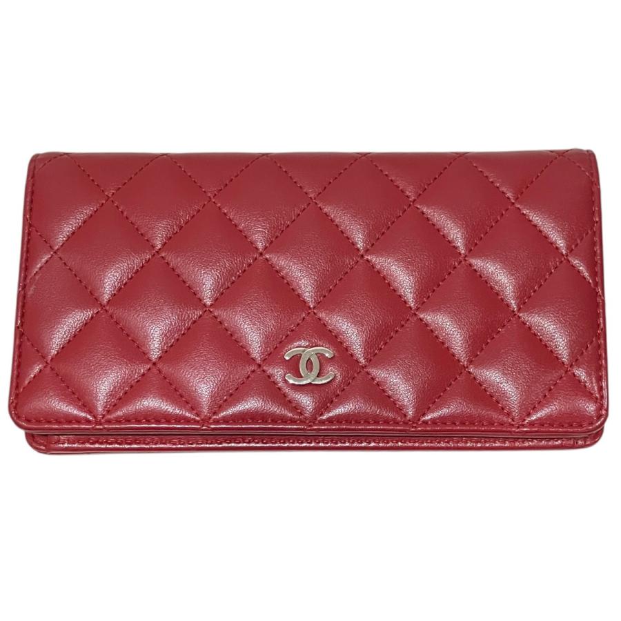 CHANEL（シャネル） 【マトラッセ】 2つ折り財布 レッド