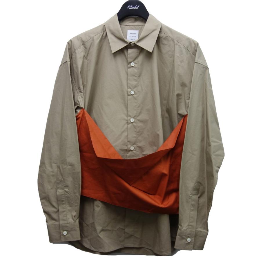 21新作 Mr Gentleman Fabric Attached L S Shirt フロントデザインシャツ ベージュ オレンジ サイズ S 新宿店 2 ラッピング無料 Www Skylanceronline Com