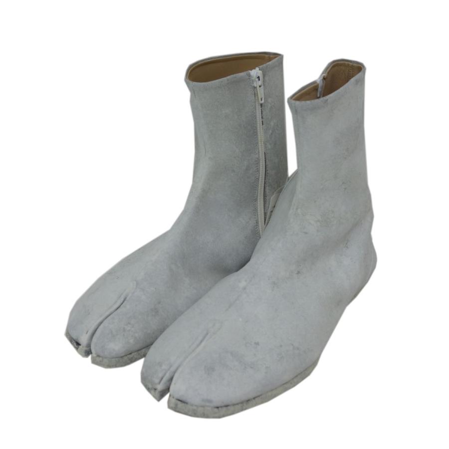 値下げ Maison Margiela22 値下げ ペンキ加工フラット足袋ブーツ ホワイト ブランド古着カインドオル Margiela22 サイズ