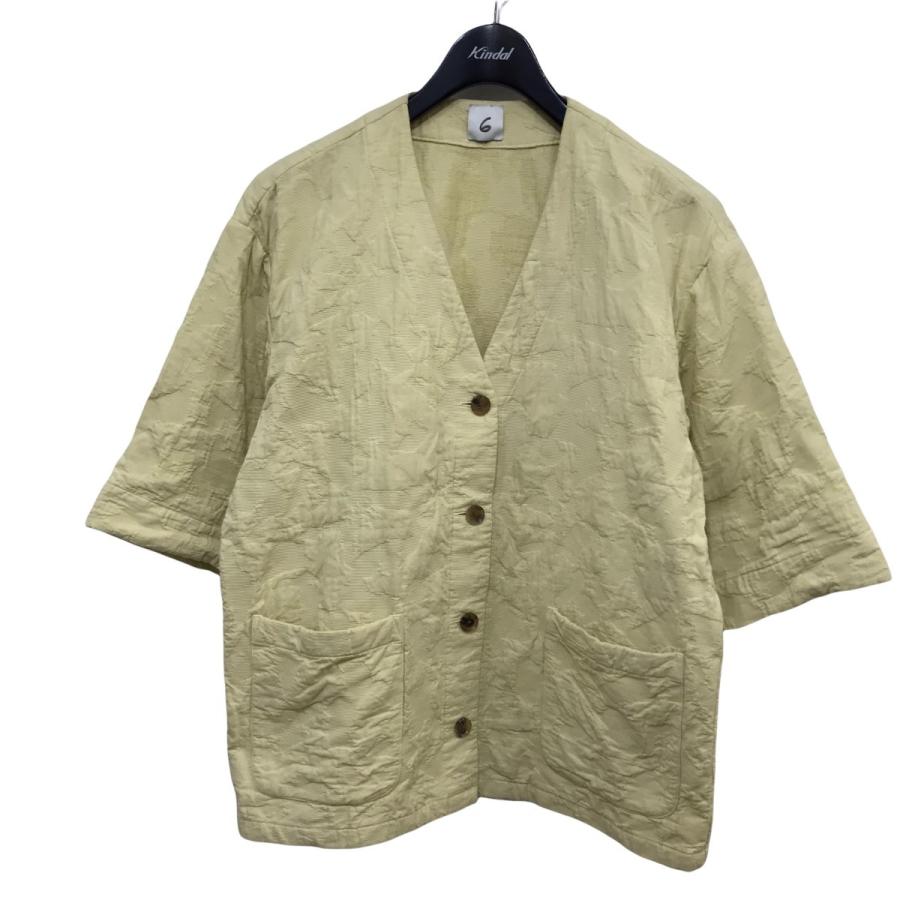 6(ROKU) BEAUTY＆YOUTH 「COTTON JACQUARD V NECK 5SLEEVE SHIRT」半袖