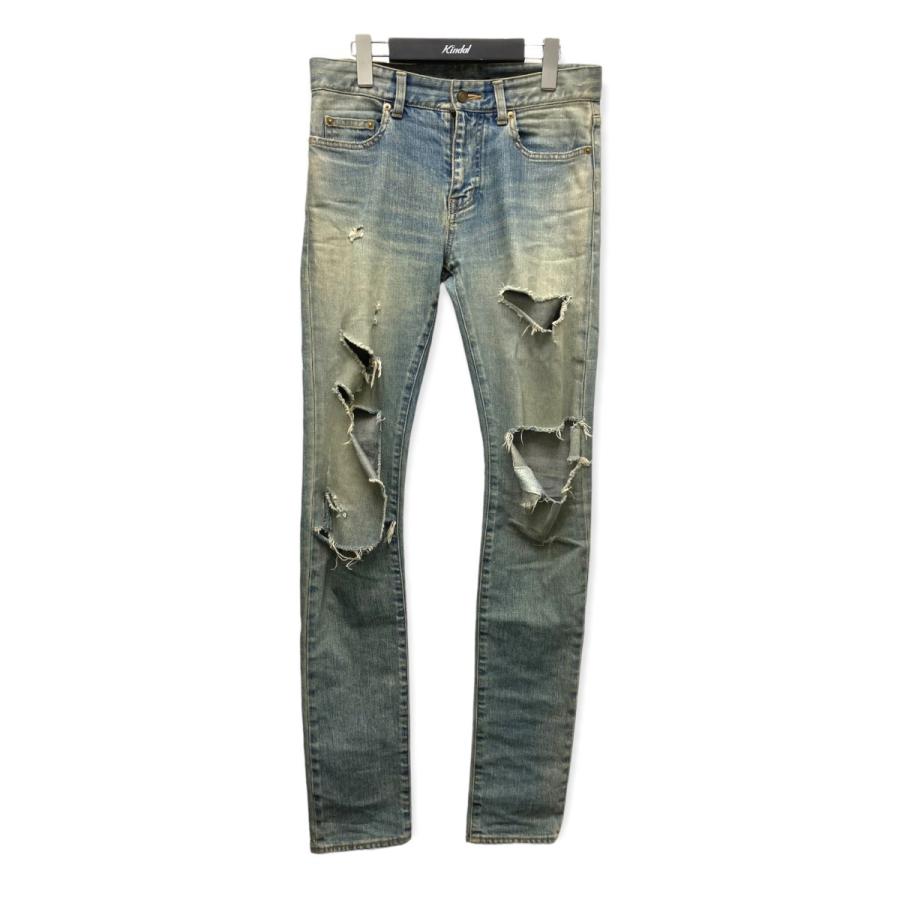 SAINT LAURENT PARIS 15AW「D02 M／SK-LW」デストロイ加工デニムパンツ 