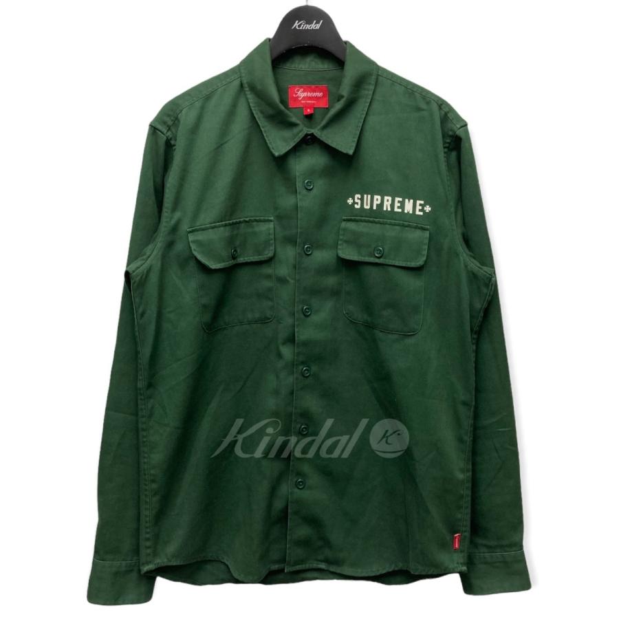 supreme×independent 12AW「Independent Shirt」胸ロゴプリントシャツ グリーン サイズ：S (新宿店) 2207｜kindal｜02