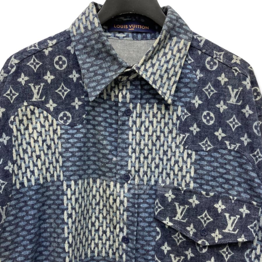 LOUIS VUITTON×NIGO 20AW ウェーブジャイアントダミエフランネルシャツ 