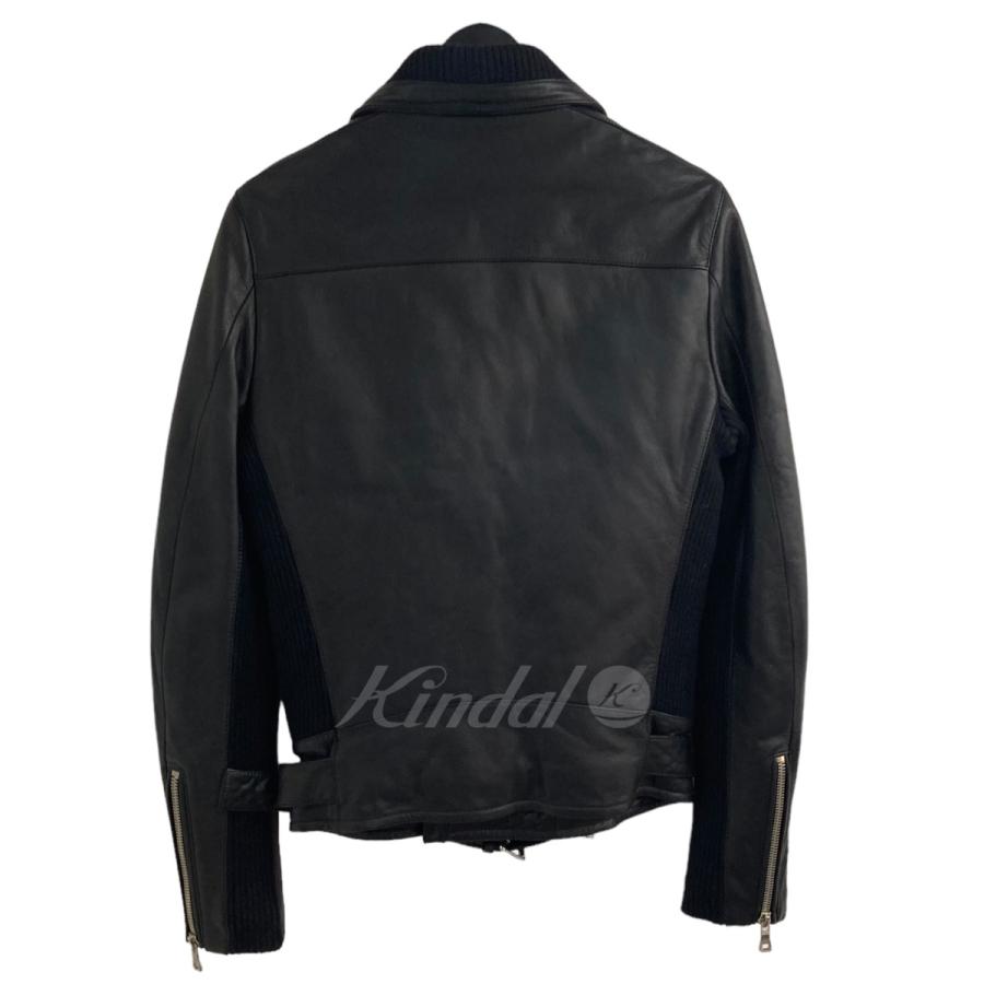 【値下げ】BALMAIN HOMME 15AW 「classic biker jacket」 レザーライダースジャケット ブラック サイズ：44 (EC)｜kindal｜02