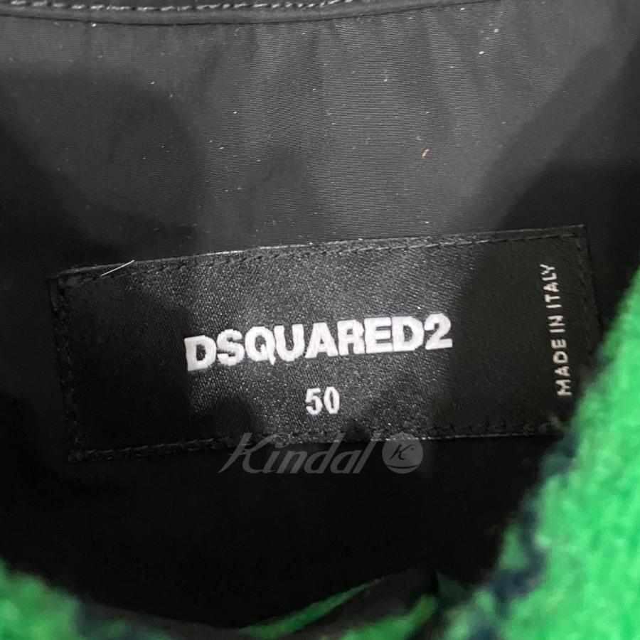 値下げ】DSQUARED2 22AW 総柄フリースジャケット グリーン サイズ：50