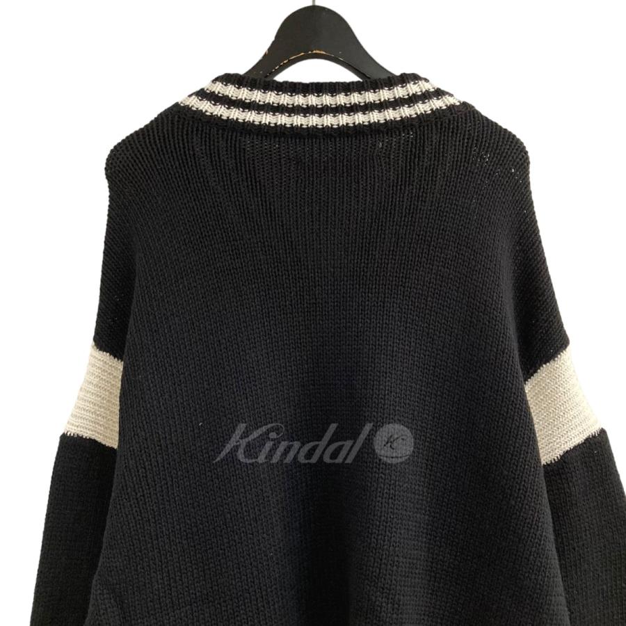 ネオンサイン NEON SIGN 「Stadium knit Jumper」オーバーサイズニットスタジャン ブラック サイズ：48