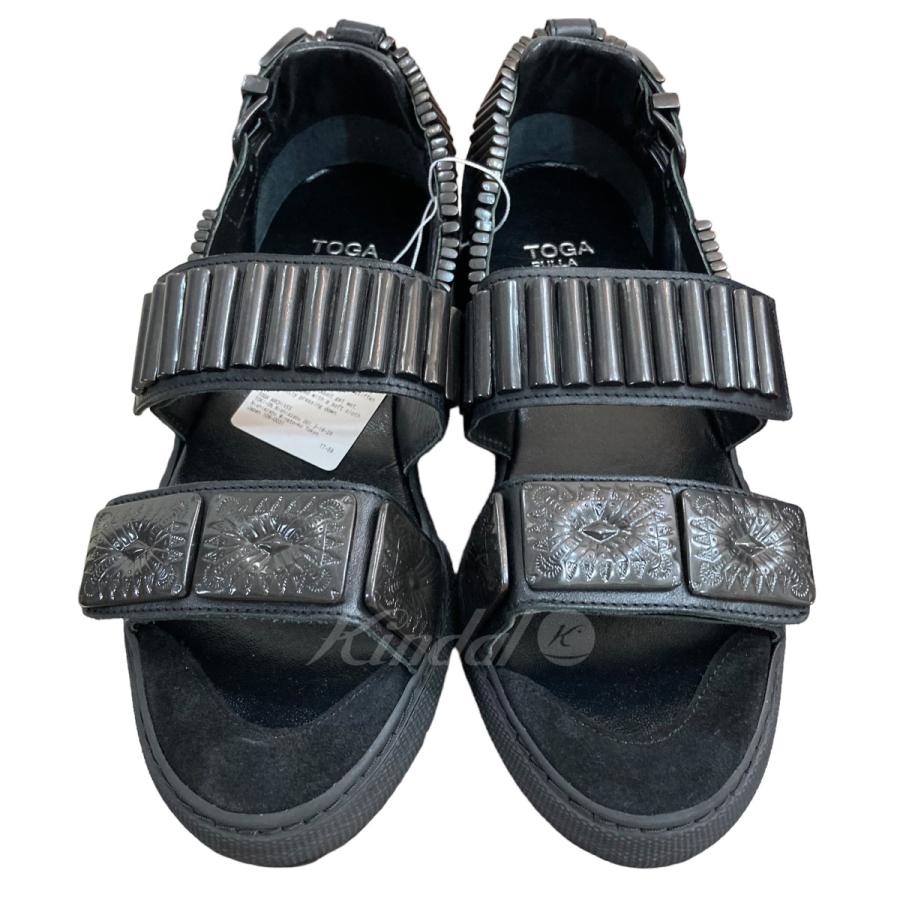美品】TOGA PULLA 黒 サンダル メタルサイズ37