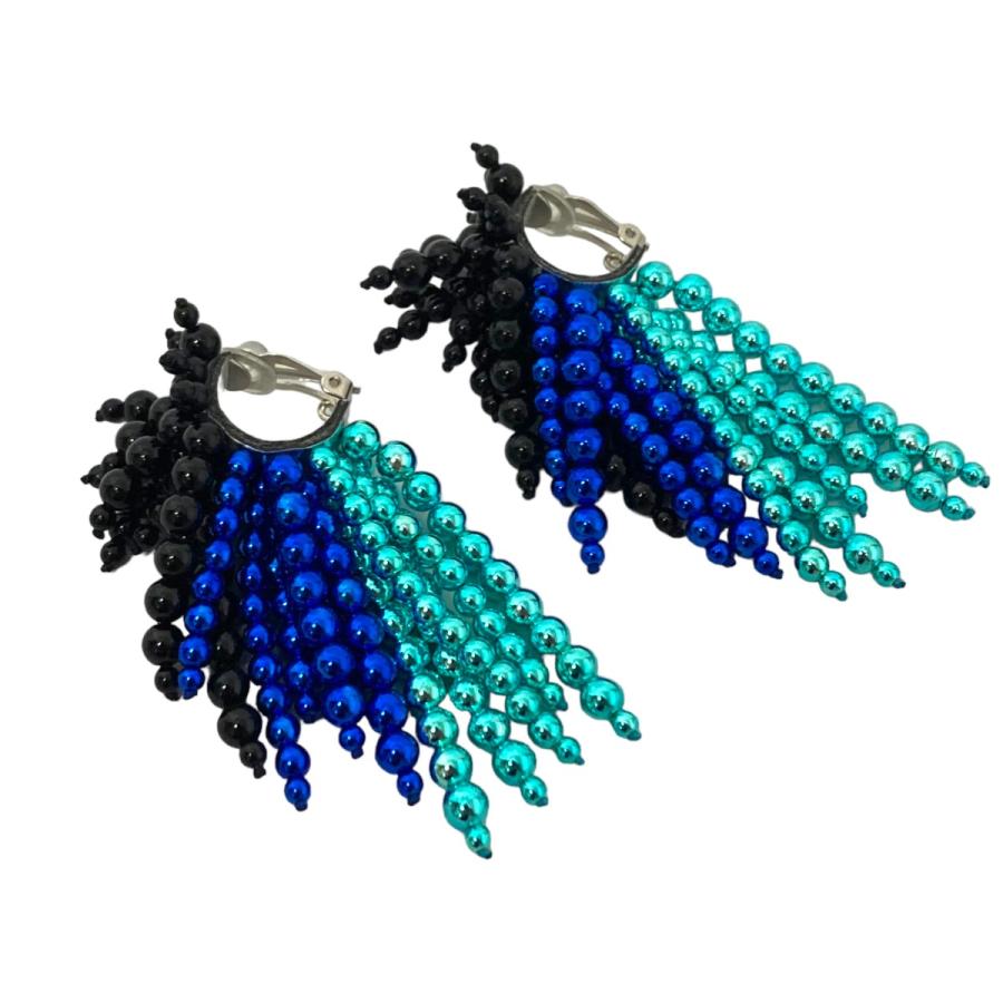 値下げ】TOGA PULLA ビーズイヤリング ブルー×ブラック (渋谷神南店  