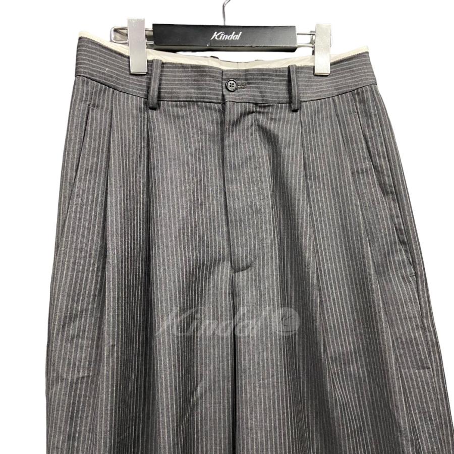 ヘドメイナー Hed Mayner 23SS ストライプパンツ グレー サイズ：Xs 