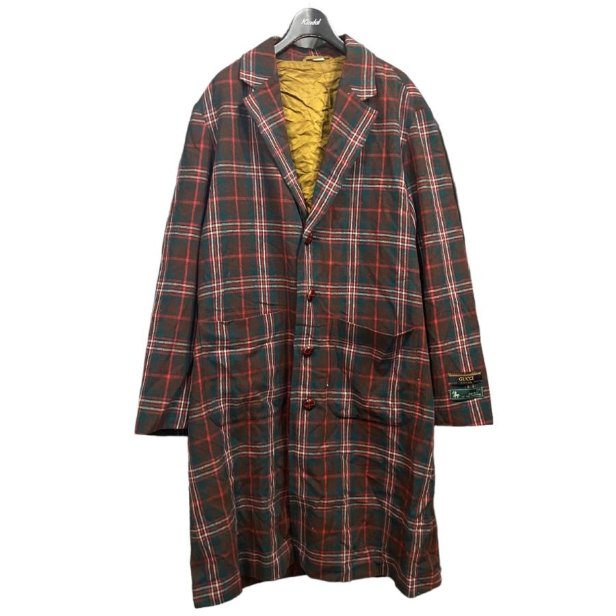 値下げ】GUCCI チェック柄チェスターコート グリーン×レッド サイズ 