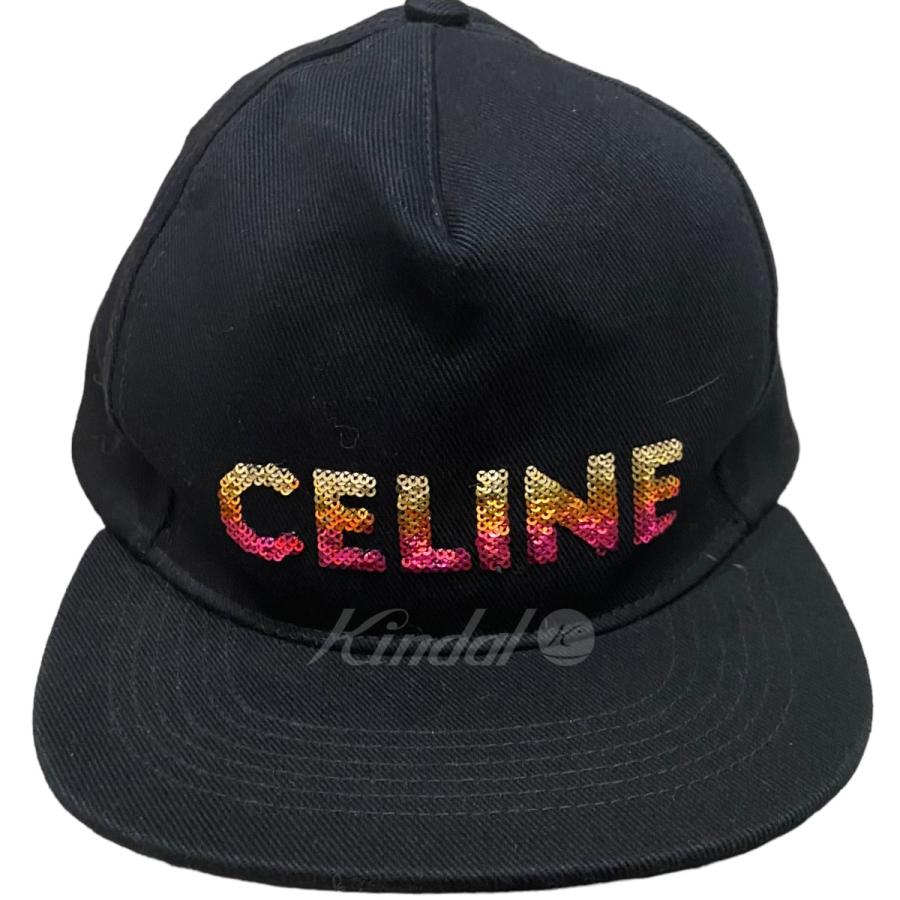 値下げ】CELINE 22AW スパンコールロゴキャップ ブラック サイズ：L 