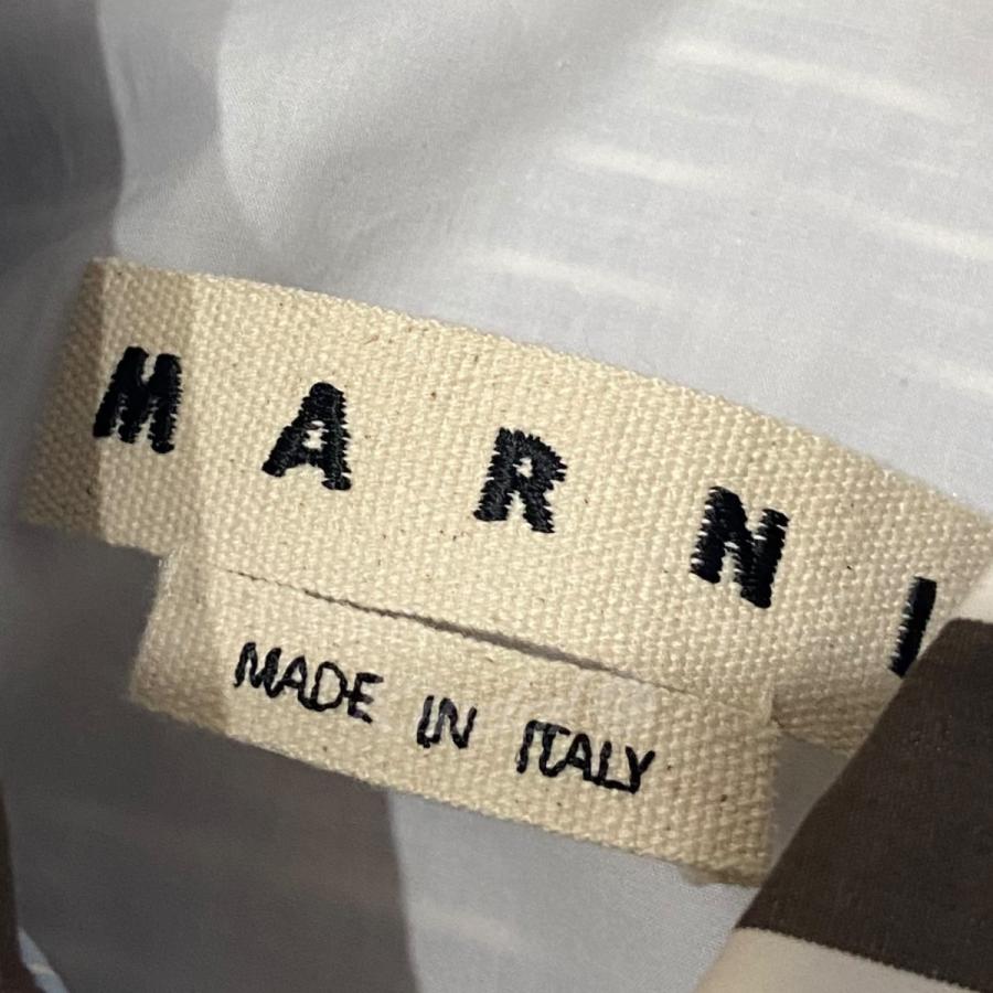 限定Sale! マルニ MARNI クレイジーパターンストライプシャツジャケット ブルー×ブラウン サイズ：48