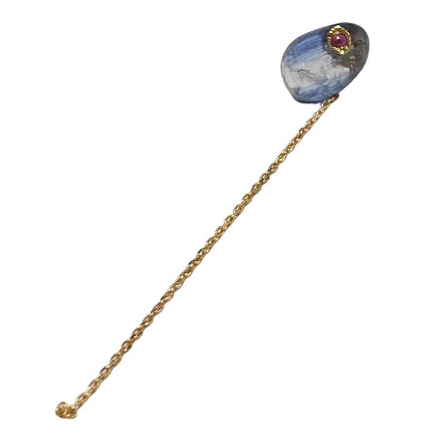 モナカ MONAKA 1点物 カイヤナイトルビーピアス ゴールド×ブルー  