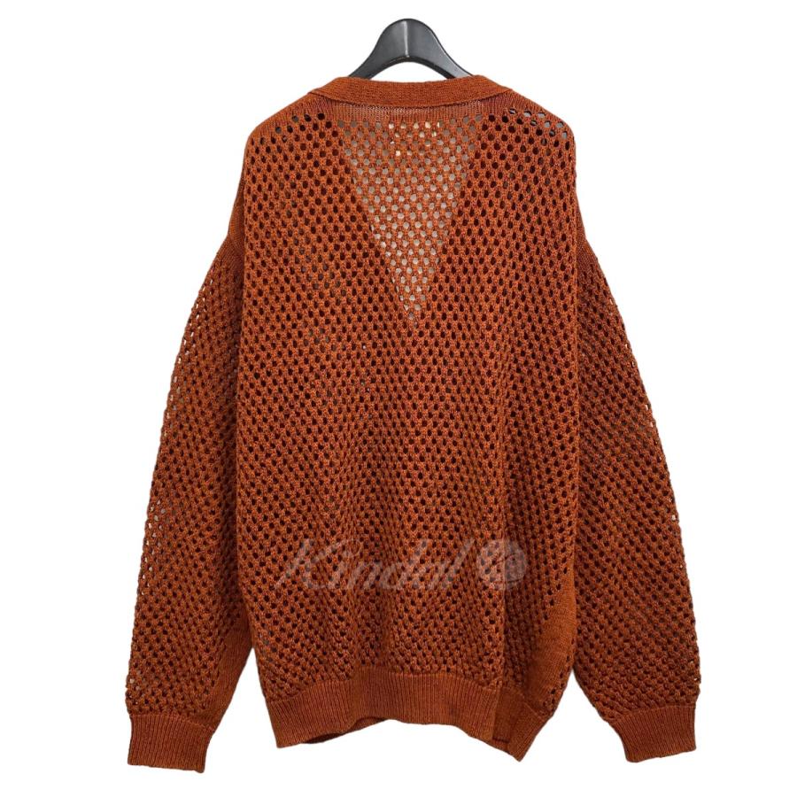 YOKE メッシュ　オレンジ カーディガン サイズ3 YOKE | MESH KNITTED BUTTONED CARDIGAN(TANGERINE) | メッシュ