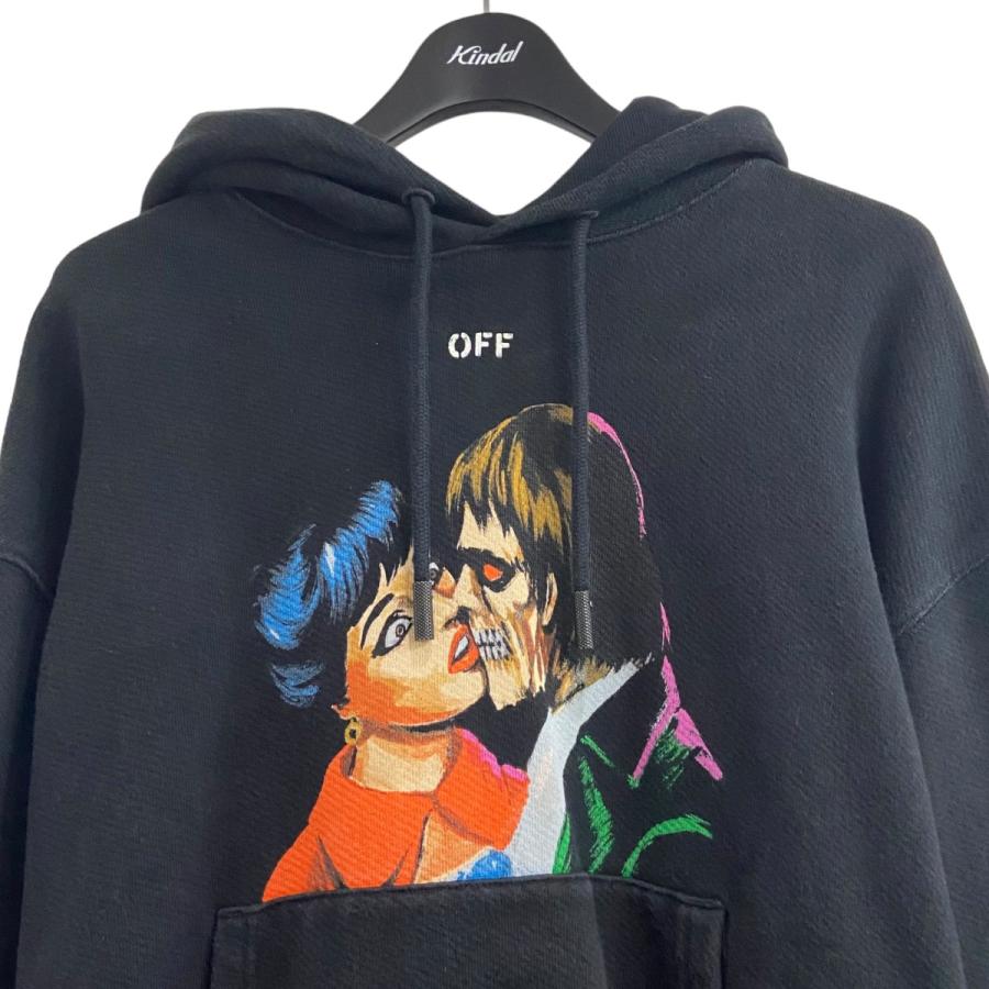 オフホワイト OFFWHITE KISS OVER HOODIE プリントプルオーバーパーカー ブラック サイズ：XS｜kindal｜03