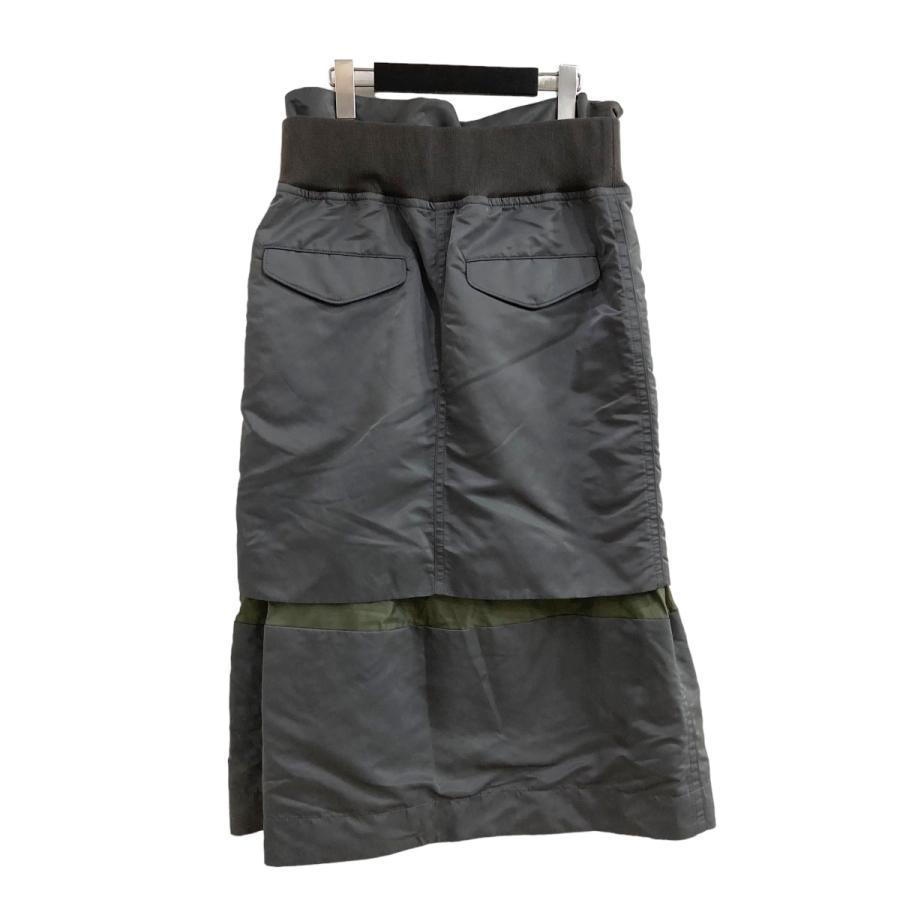 値下げ】sacai ナイロンツイルミックススカート 22-06195 カーキ 