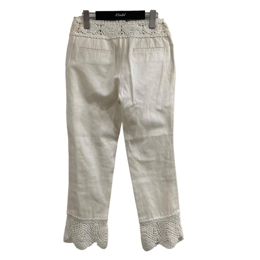 希少・美品　05春　シャネル　ニットレース切替　クロップドパンツ　ロゴプレート 希少・美品 05春 シャネル ニットレース切替 クロップドパンツ